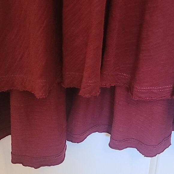 Caslon Modal Blend Scoop Neck Flared Bottom High Low Tank Burgundy Dress Size M - Picture 5 of 11